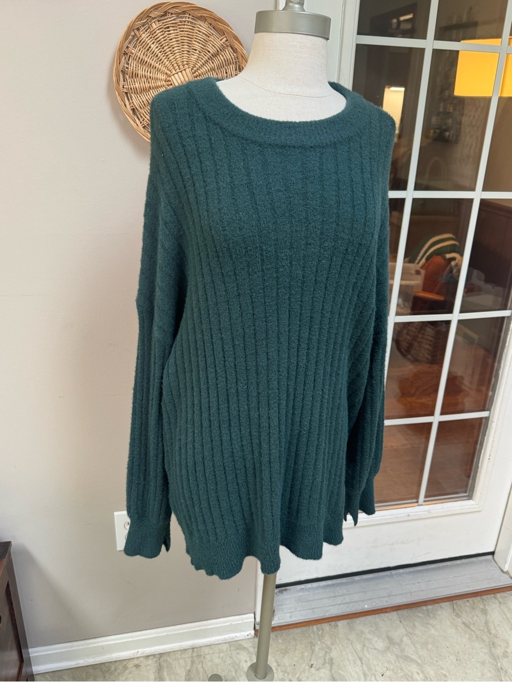 aerie Ribbed Crewneck Sweater - Teal Green